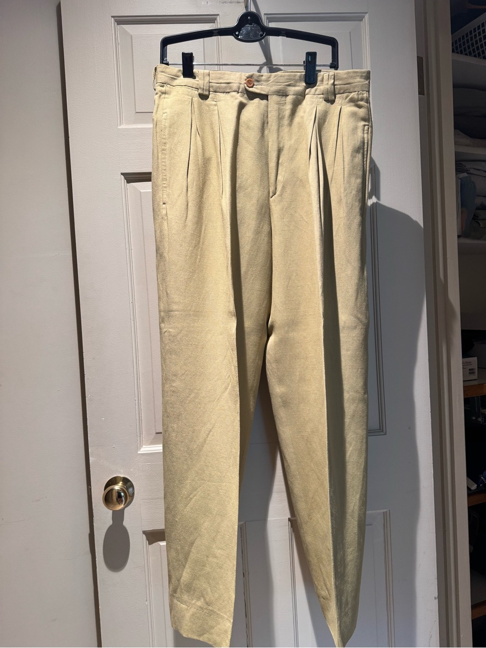 Classic Men's Pleated Dress Pants in Beige